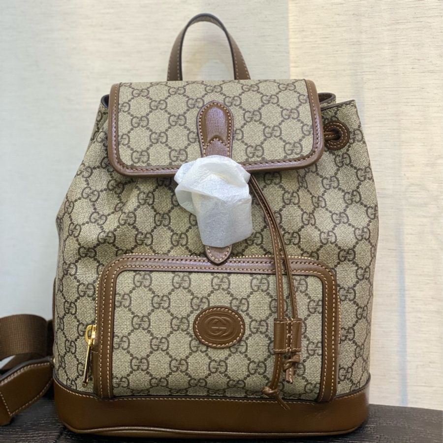 gucci pvc 卡牛皮後背包-0