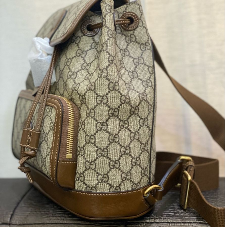 gucci pvc 卡牛皮後背包-8
