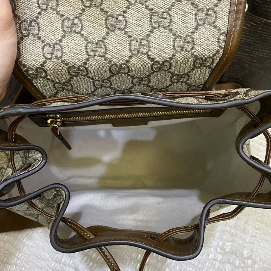 gucci pvc 卡牛皮後背包-9