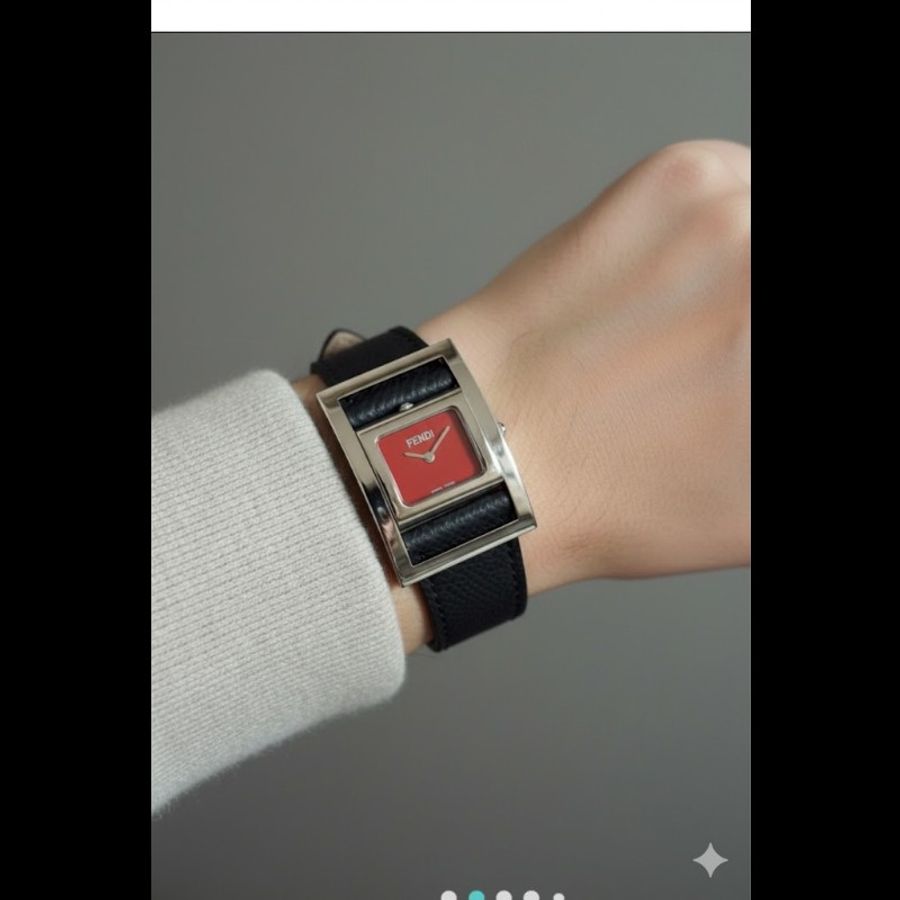Fendi 5000 翻轉錶皮革腕錶-10