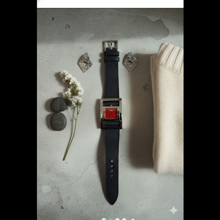 Fendi 5000 翻轉錶皮革腕錶-11