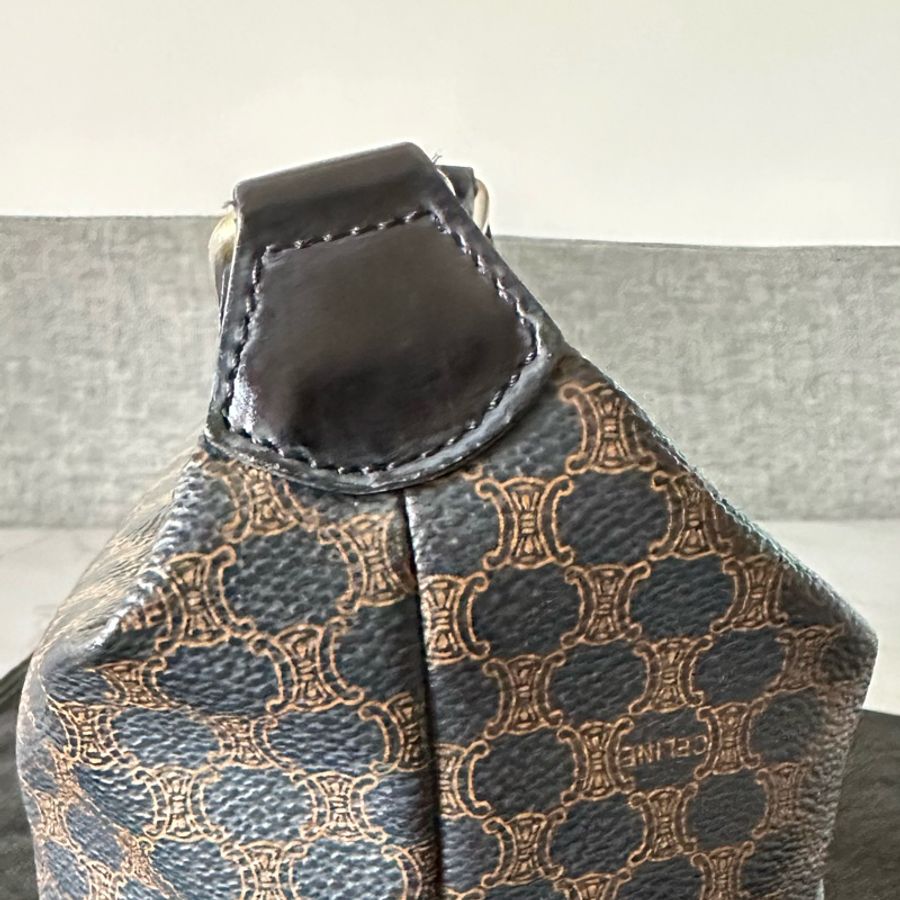 中古Celine Macadam 黑花飯盒袋-15