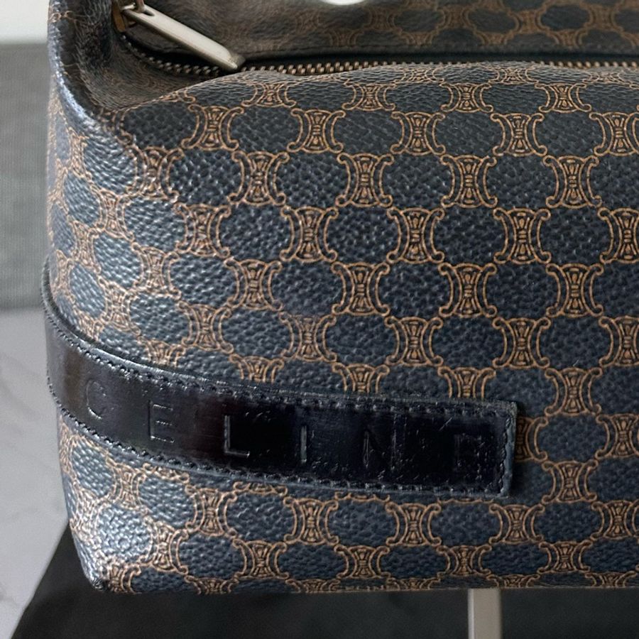 中古Celine Macadam 黑花飯盒袋-16
