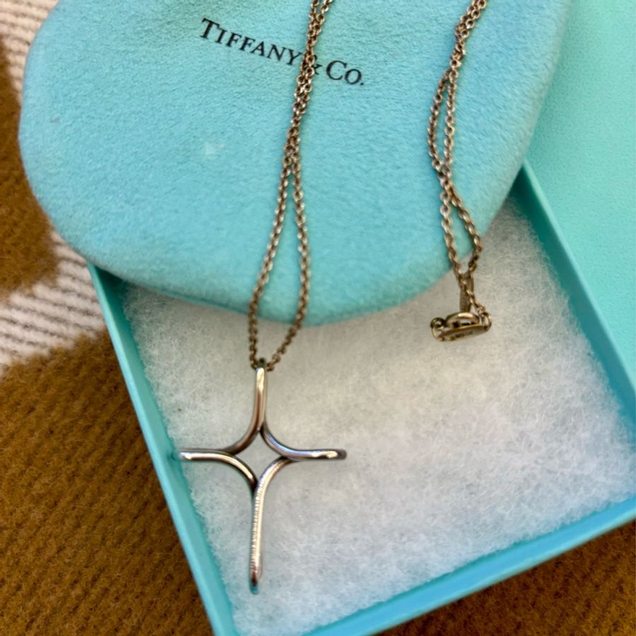 Tiffany 925銀 鏤空十字架項鏈-1