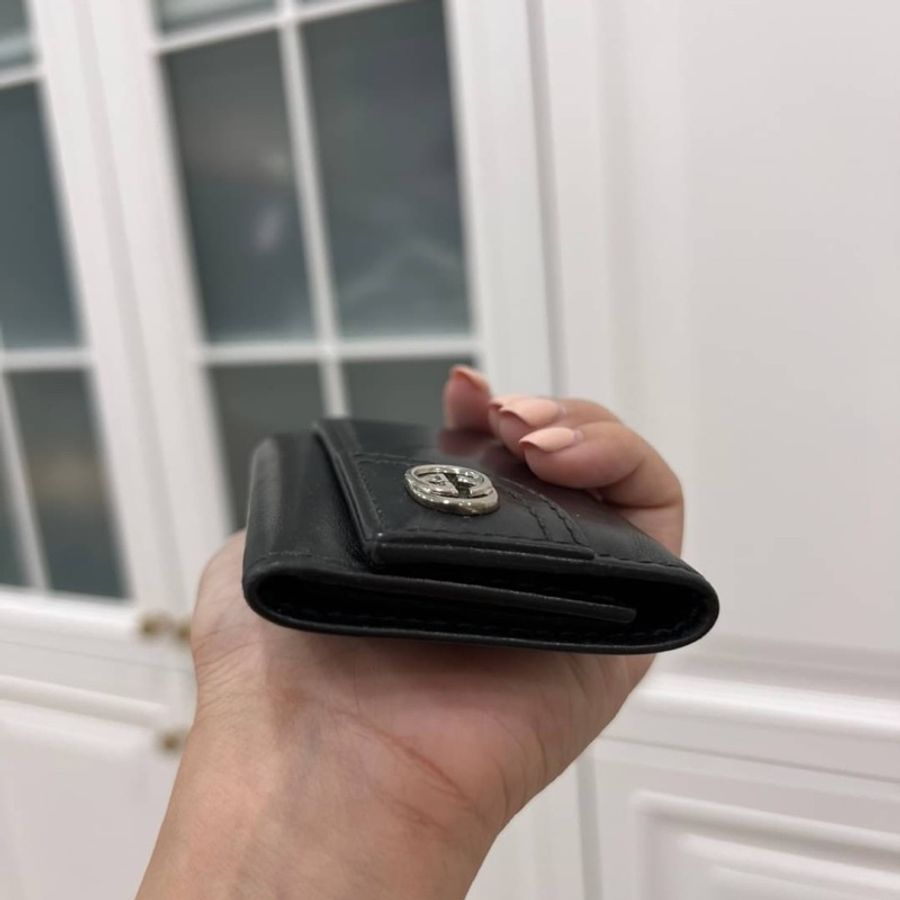 gucci 黑色牛皮 鑰匙包 卡夾 卡包-2