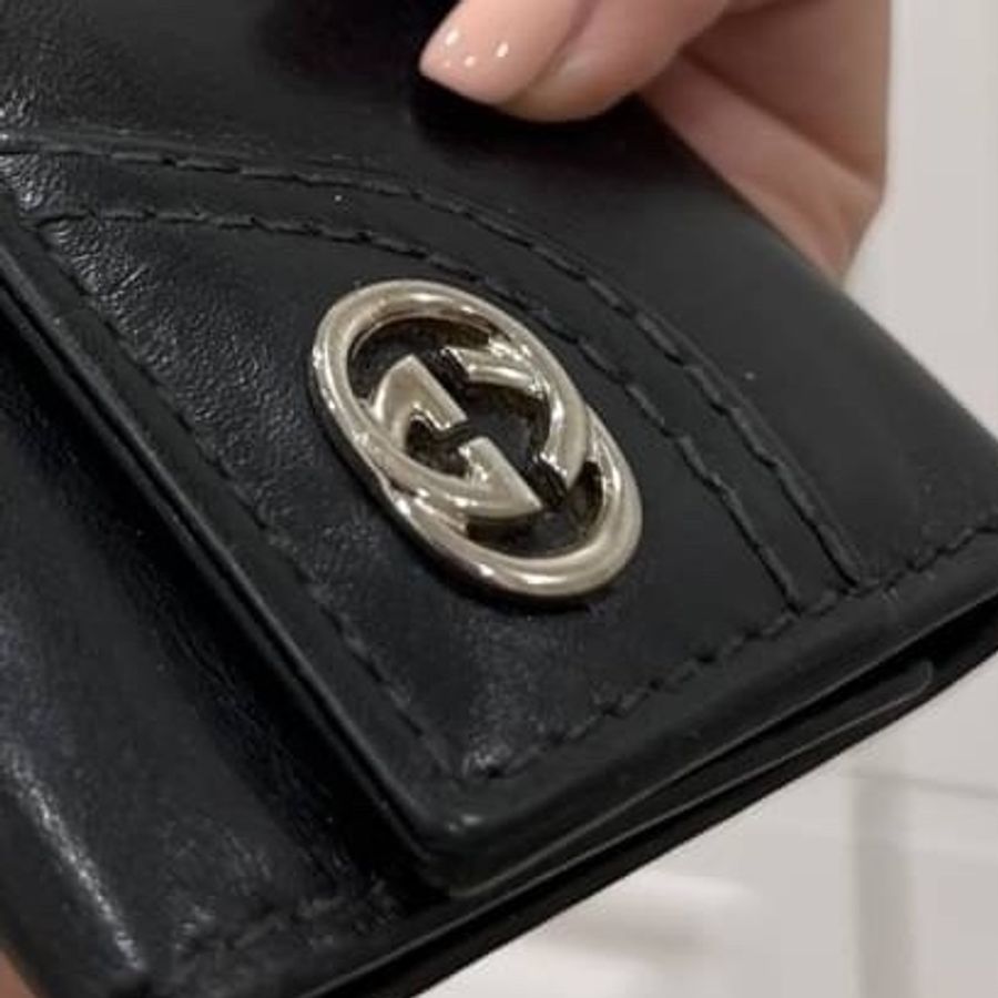 gucci 黑色牛皮 鑰匙包 卡夾 卡包-21