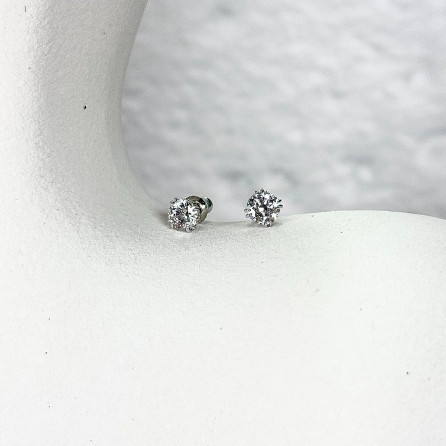 SWAROVSKI Stilla 圓形單鑽耳環 鍍白金色-1