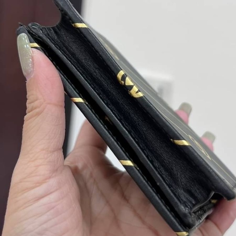 Gucci 黑色牛皮 燙金 斜紋金 GG5卡 對扣 短夾 名片夾 卡夾 卡包 信用卡卡夾 錢包 零錢包 皮夾-21