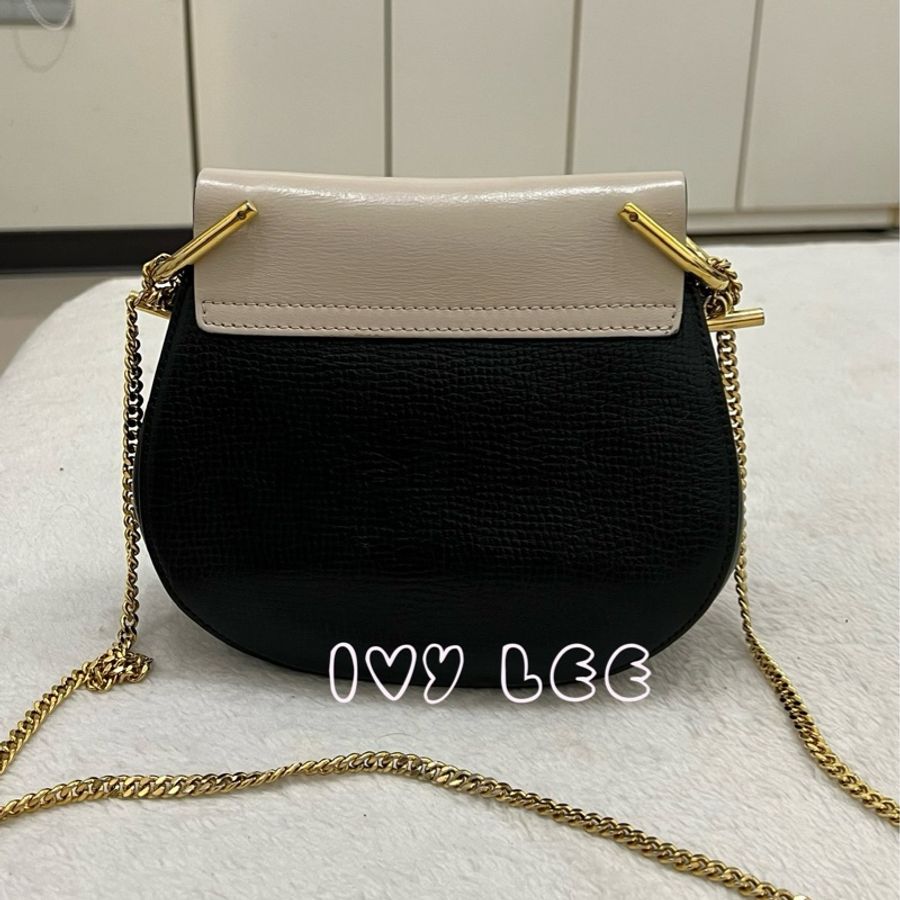 CHLOE 黑白 拼色 掀蓋 DREW 鏈條包 斜背包 肩背包 二手精品-1