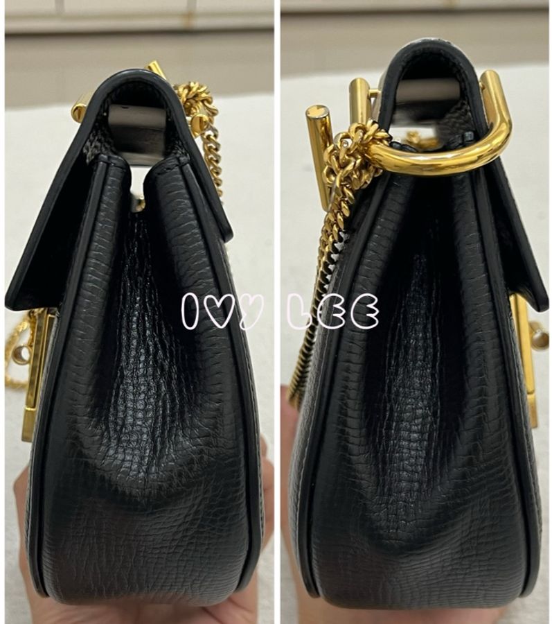 CHLOE 黑白 拼色 掀蓋 DREW 鏈條包 斜背包 肩背包 二手精品-15