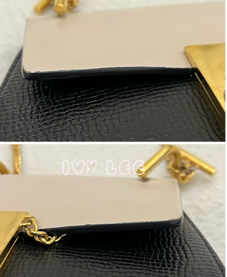 CHLOE 黑白 拼色 掀蓋 DREW 鏈條包 斜背包 肩背包 二手精品-16