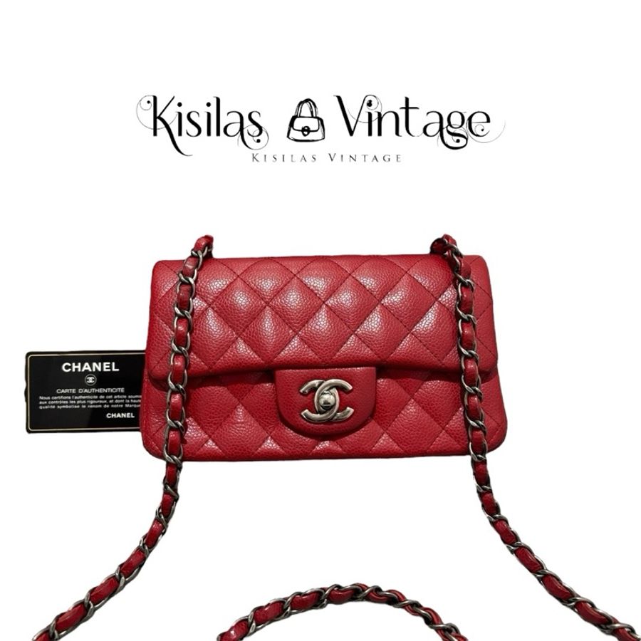 Chanel Caviar 20cm 紅色荔枝皮大Mini-0