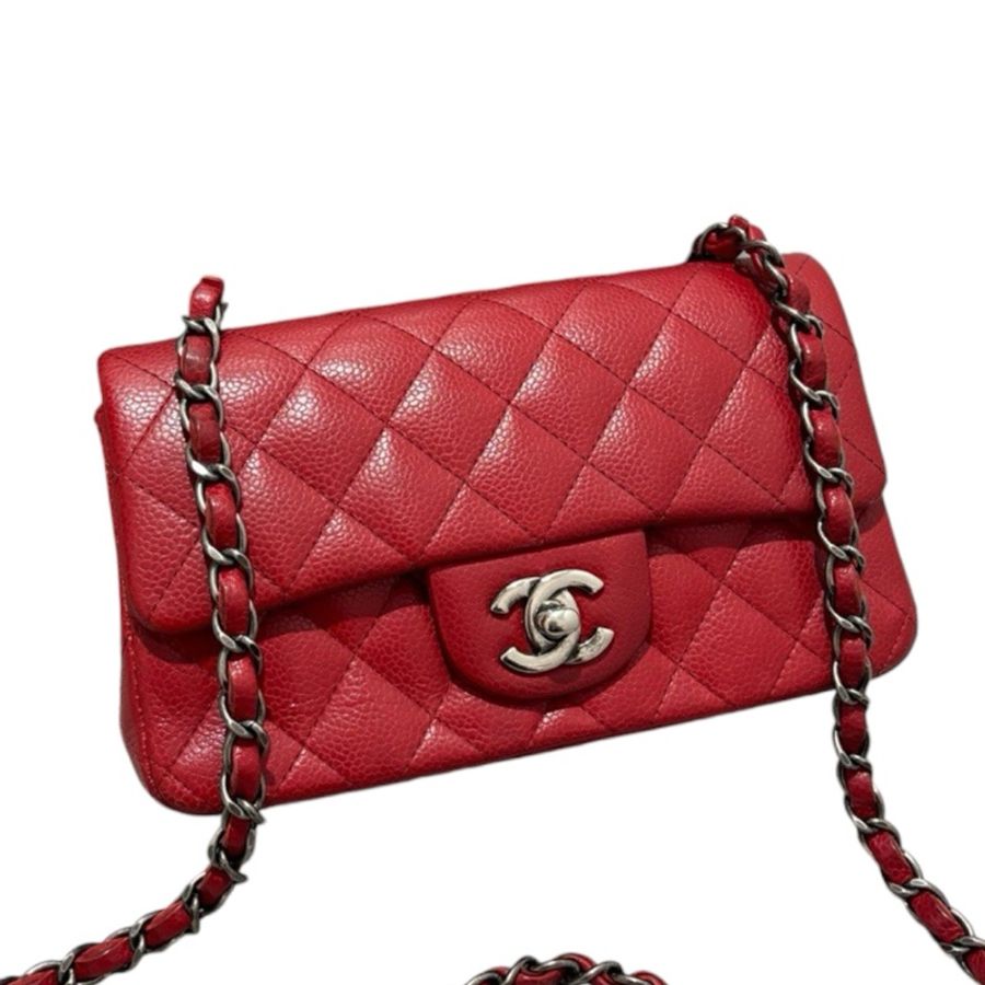 Chanel Caviar 20cm 紅色荔枝皮大Mini-1