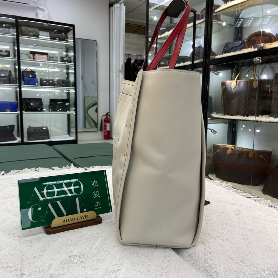McQueen 全牛皮白色托特包 tote bag 單肩包 手提包 購物袋-1