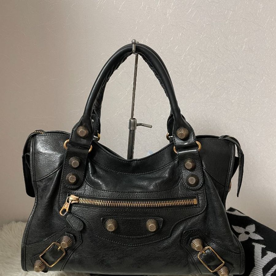 BALENCIAGA 巴黎世家 中號City Bag 機車包 黑色 (最最最稀有的黑配玫瑰金大釦)-5