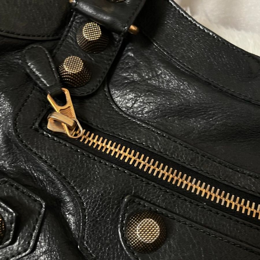BALENCIAGA 巴黎世家 中號City Bag 機車包 黑色 (最最最稀有的黑配玫瑰金大釦)-8