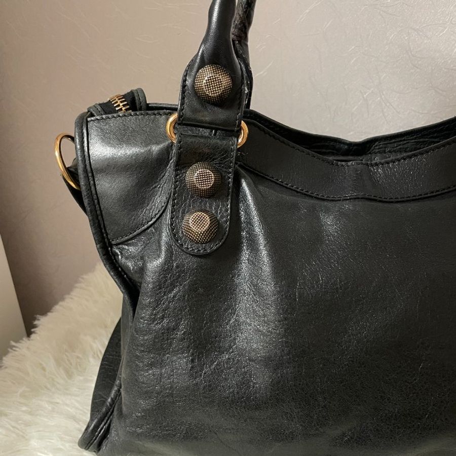 BALENCIAGA 巴黎世家 中號City Bag 機車包 黑色 (最最最稀有的黑配玫瑰金大釦)-15