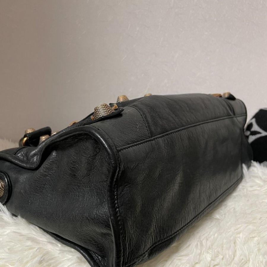 BALENCIAGA 巴黎世家 中號City Bag 機車包 黑色 (最最最稀有的黑配玫瑰金大釦)-16