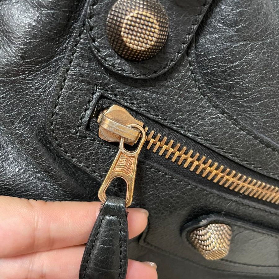 BALENCIAGA 巴黎世家 中號City Bag 機車包 黑色 (最最最稀有的黑配玫瑰金大釦)-23