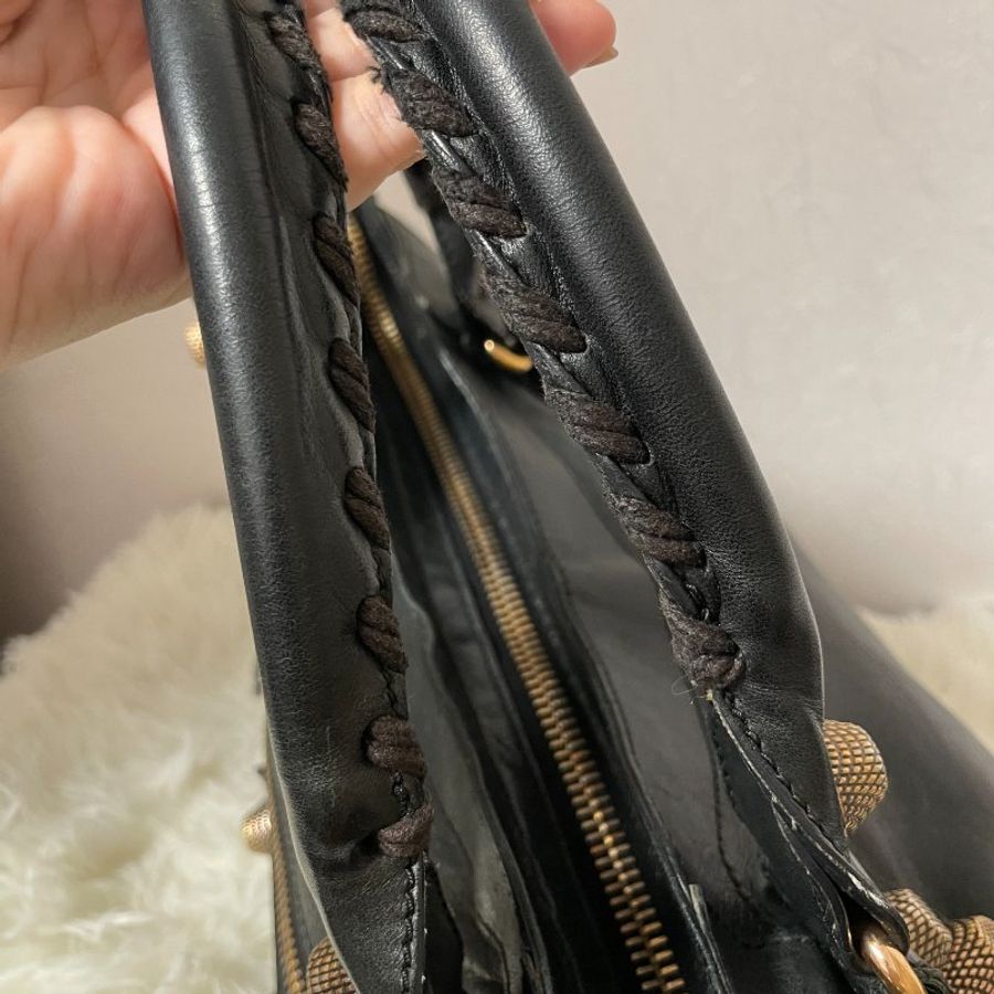 BALENCIAGA 巴黎世家 中號City Bag 機車包 黑色 (最最最稀有的黑配玫瑰金大釦)-35