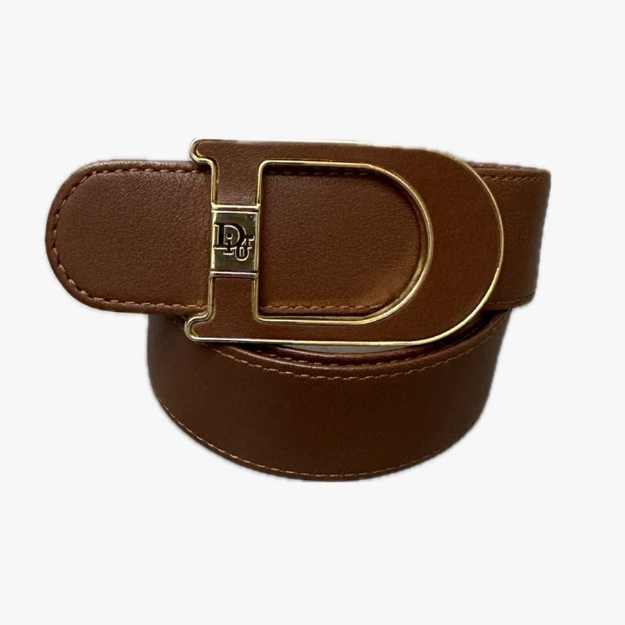 中古稀有Dior D字啡色皮帶-0