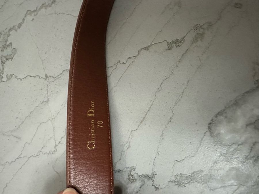中古稀有Dior D字啡色皮帶-2