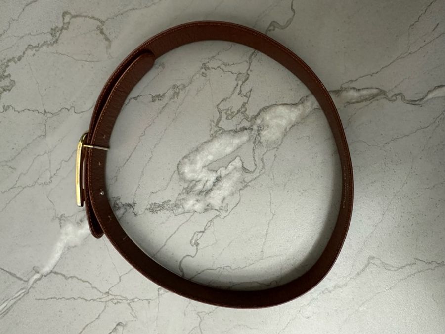 中古稀有Dior D字啡色皮帶-4