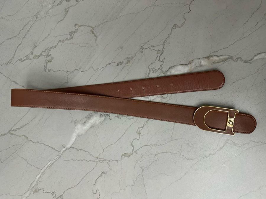 中古稀有Dior D字啡色皮帶-7