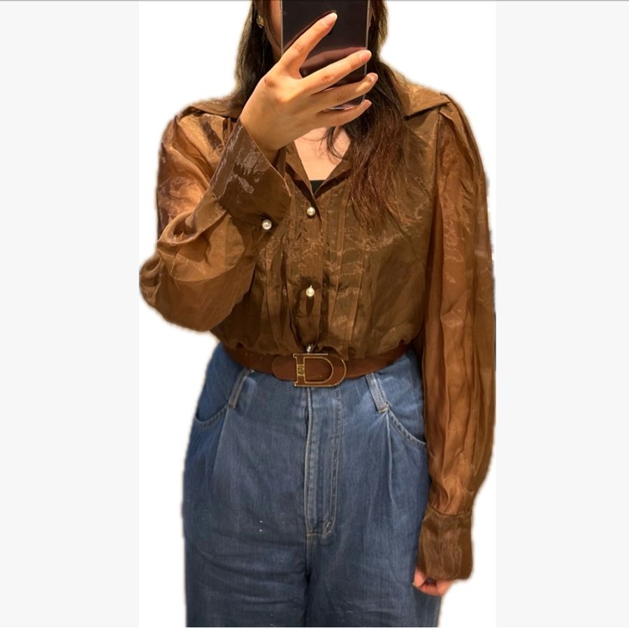 中古稀有Dior D字啡色皮帶-8