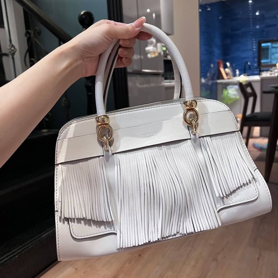 TODS tod's sella bag 白色 流蘇 手提包 肩背包 斜背包 醫生包 側背包-3