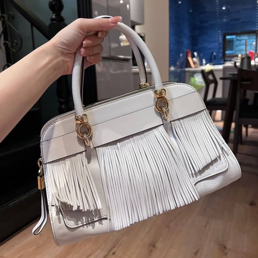 TODS tod's sella bag 白色 流蘇 手提包 肩背包 斜背包 醫生包 側背包-4