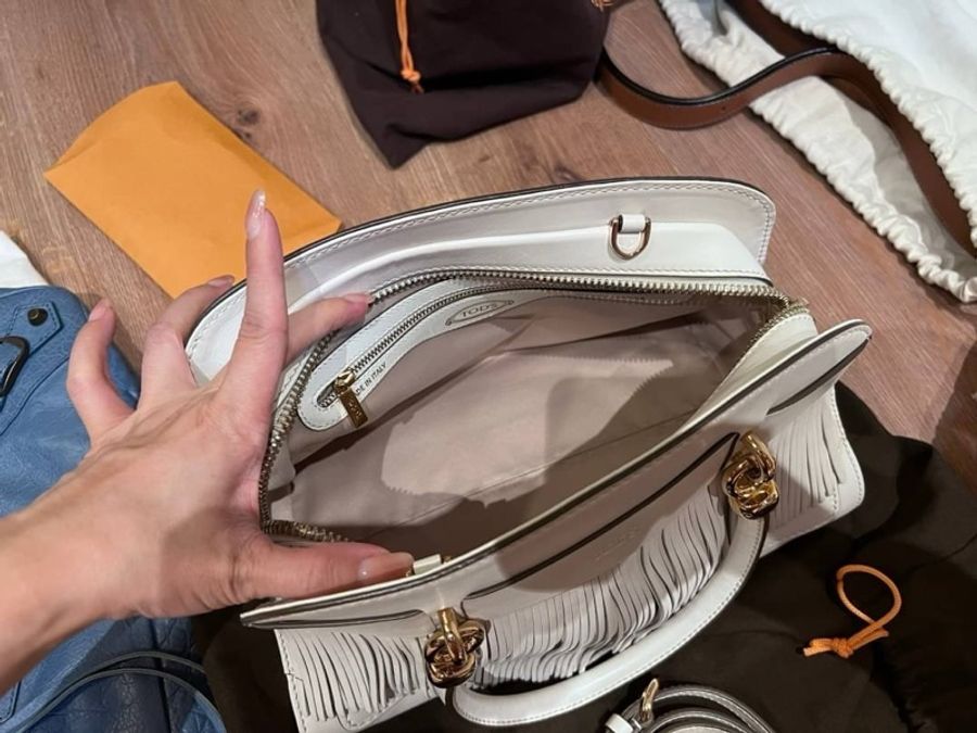 TODS tod's sella bag 白色 流蘇 手提包 肩背包 斜背包 醫生包 側背包-9
