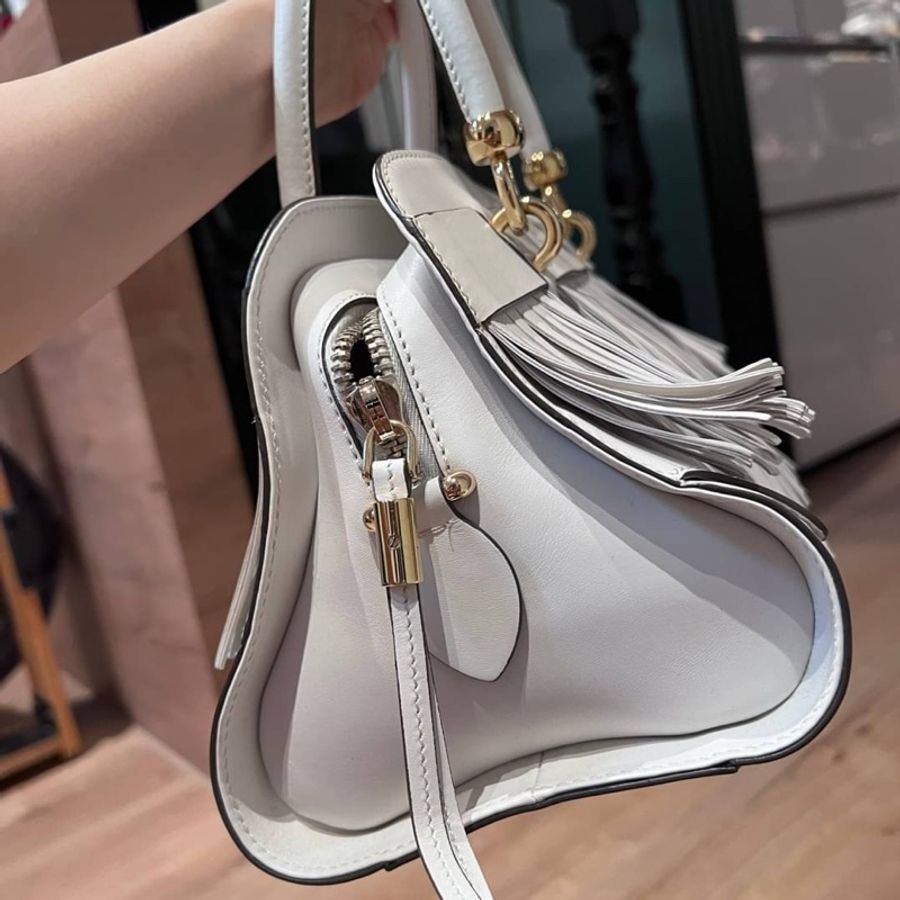 TODS tod's sella bag 白色 流蘇 手提包 肩背包 斜背包 醫生包 側背包-11