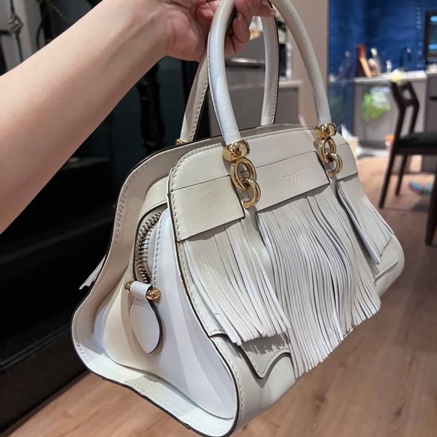 TODS tod's sella bag 白色 流蘇 手提包 肩背包 斜背包 醫生包 側背包-15