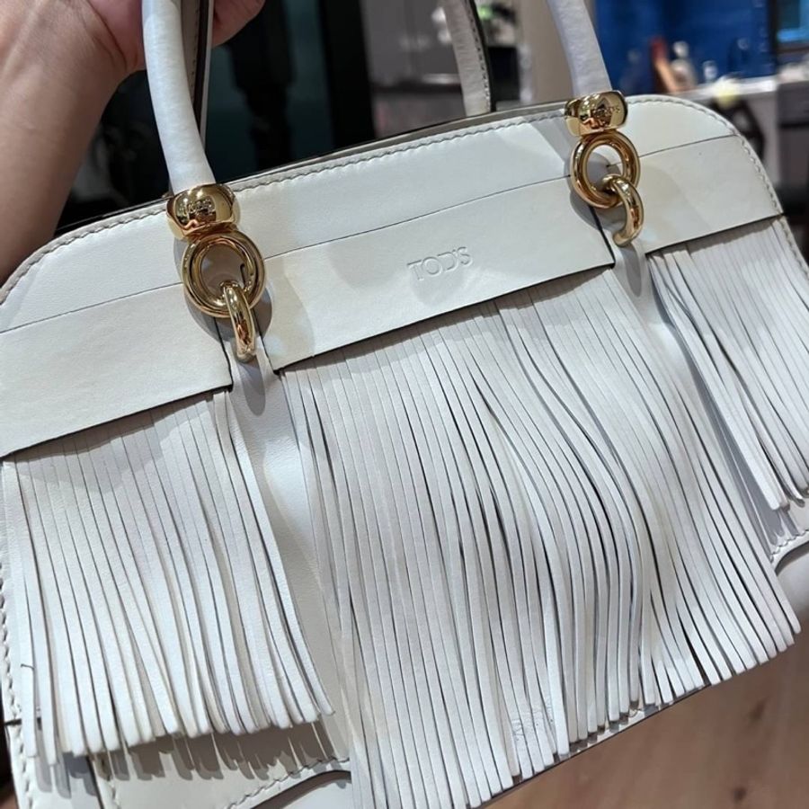 TODS tod's sella bag 白色 流蘇 手提包 肩背包 斜背包 醫生包 側背包-19
