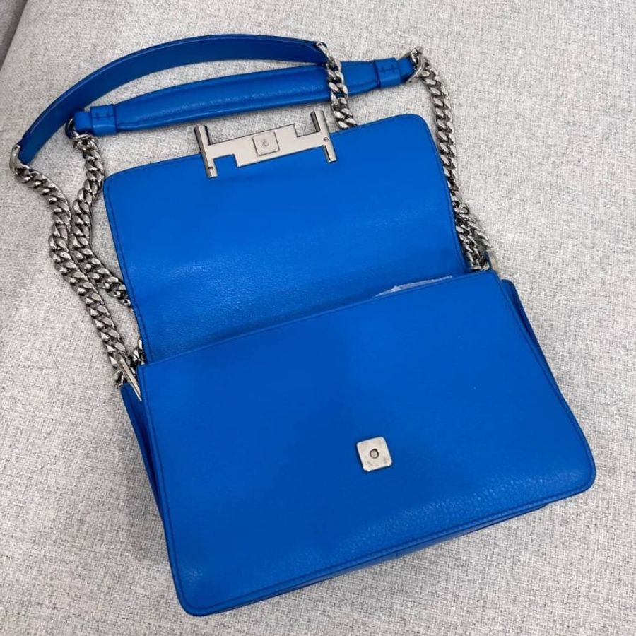 Tod’s tods 閃電藍 手提包 斜背包 肩背包 側背包 鏈條包 帶鏈包 WOC-4