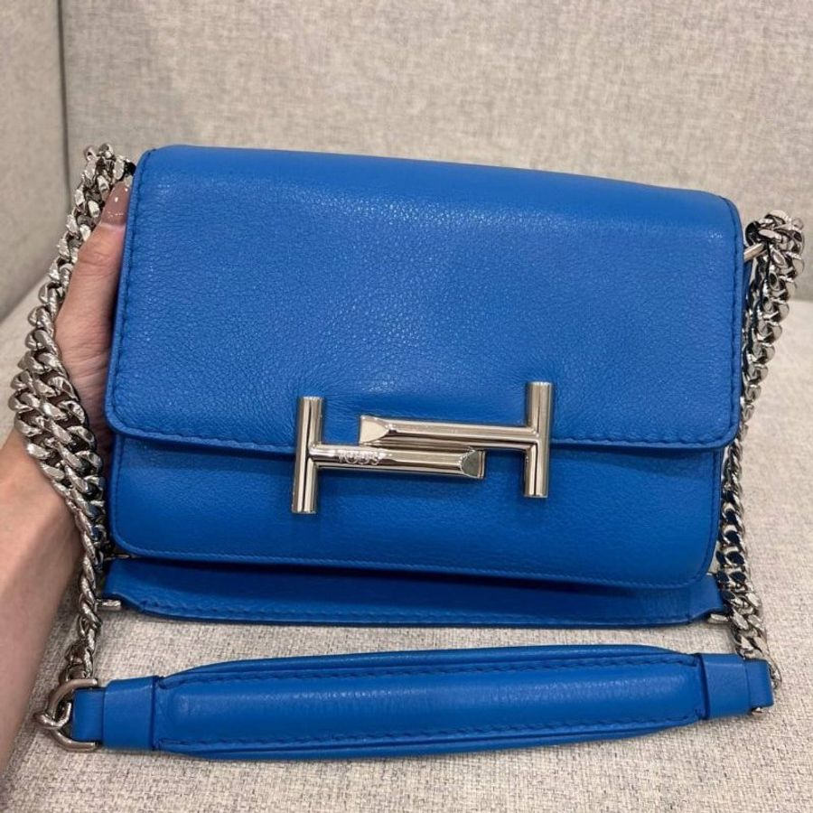 Tod’s tods 閃電藍 手提包 斜背包 肩背包 側背包 鏈條包 帶鏈包 WOC-9