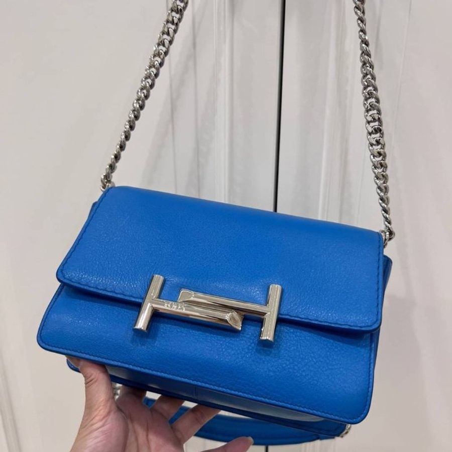 Tod’s tods 閃電藍 手提包 斜背包 肩背包 側背包 鏈條包 帶鏈包 WOC-13