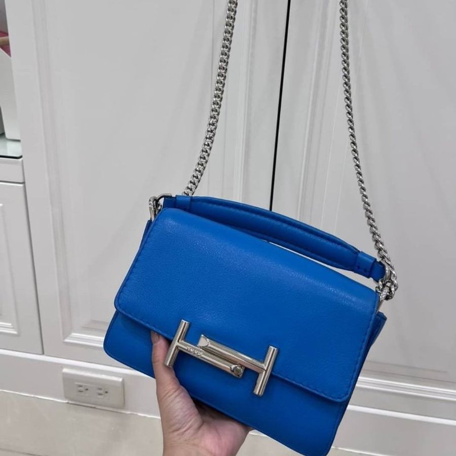 Tod’s tods 閃電藍 手提包 斜背包 肩背包 側背包 鏈條包 帶鏈包 WOC-14
