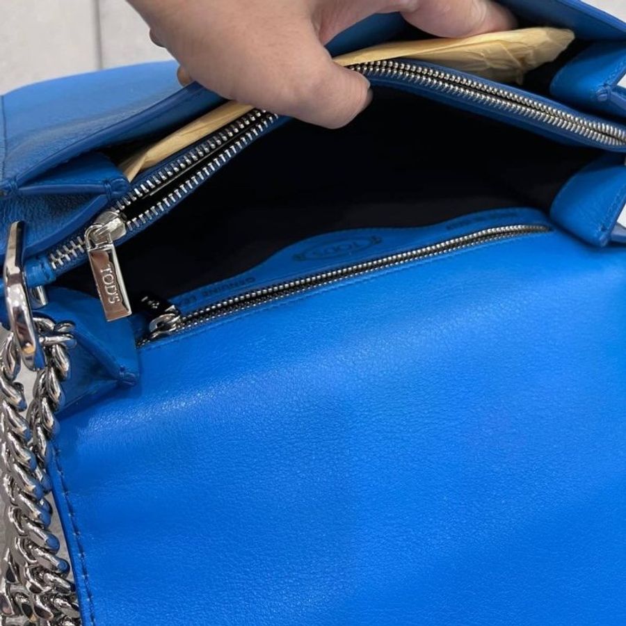 Tod’s tods 閃電藍 手提包 斜背包 肩背包 側背包 鏈條包 帶鏈包 WOC-21