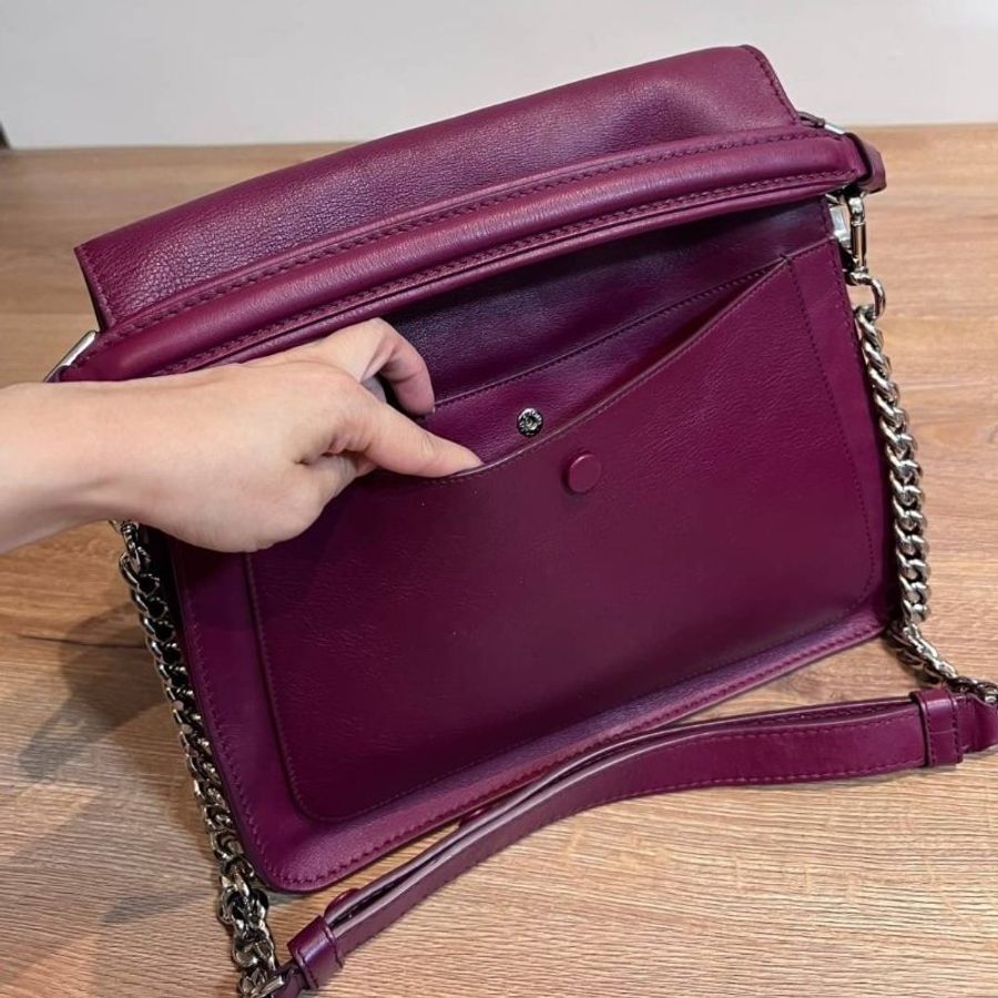 真品Tod’s tods 紅 牛皮 肩背包 斜背包 側背包 手提包 鏈條包-6