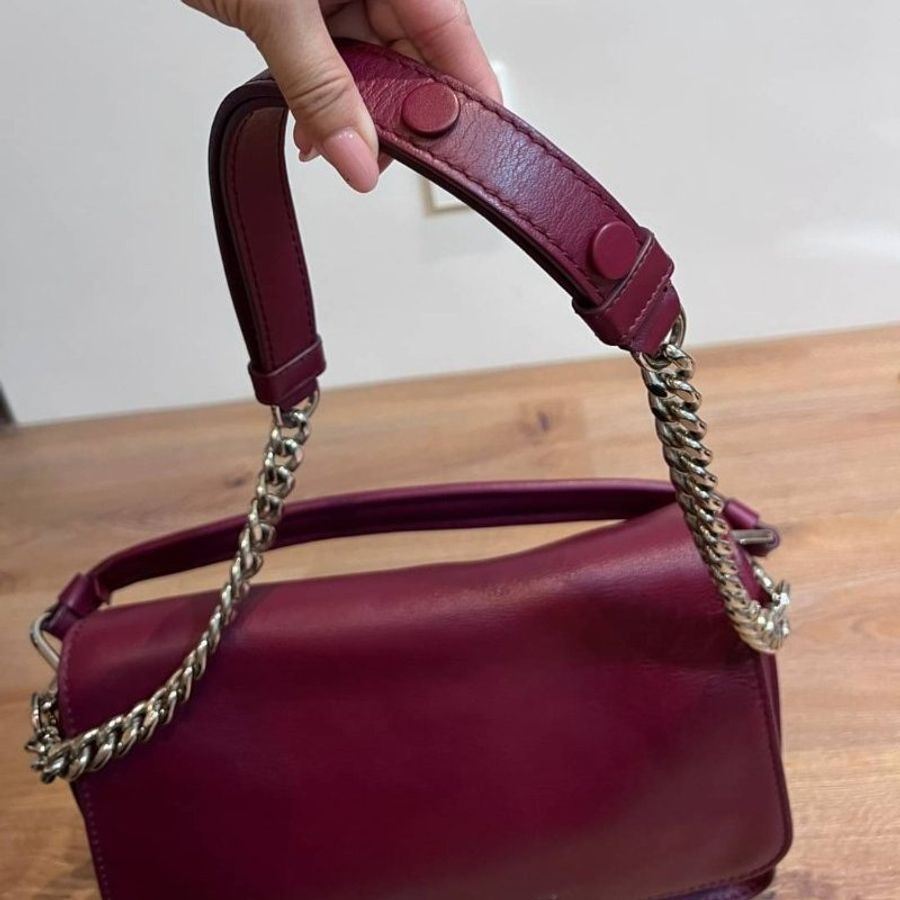 真品Tod’s tods 紅 牛皮 肩背包 斜背包 側背包 手提包 鏈條包-17