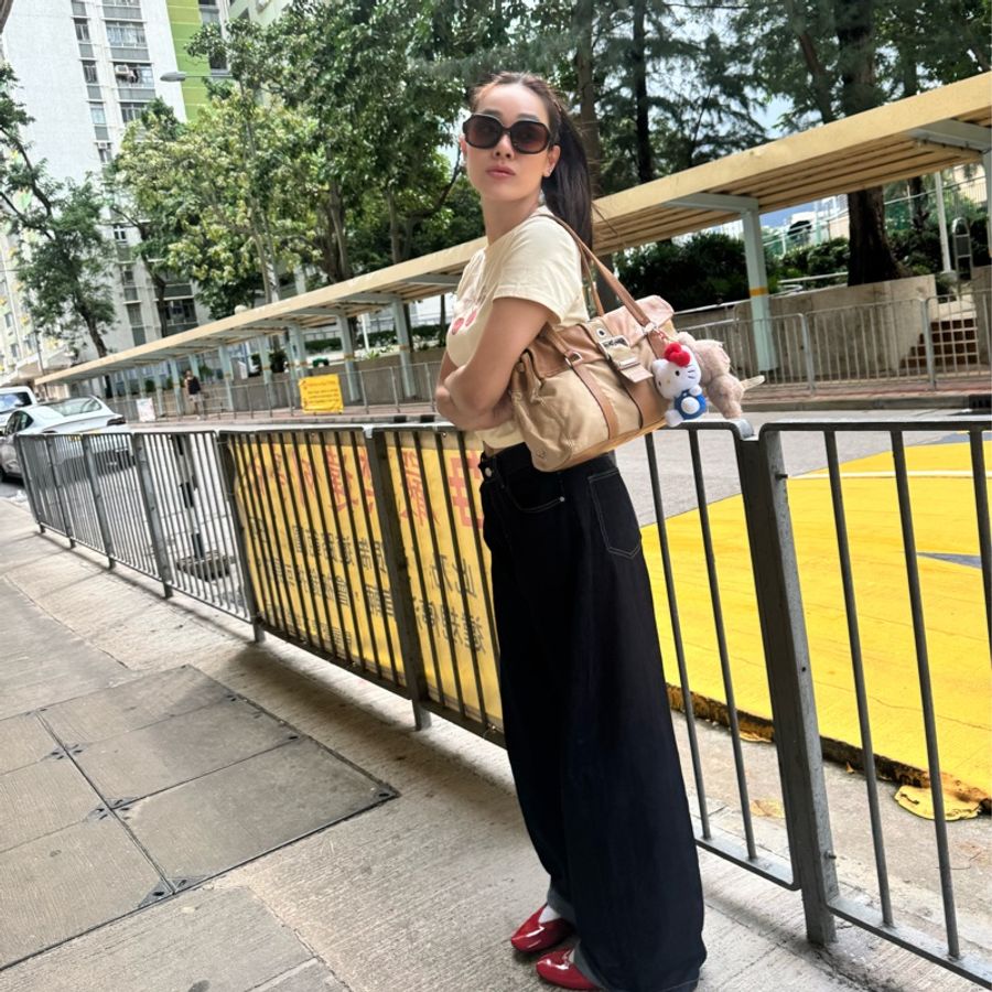 Prada beige tessuto buckle shoulder bag.-4