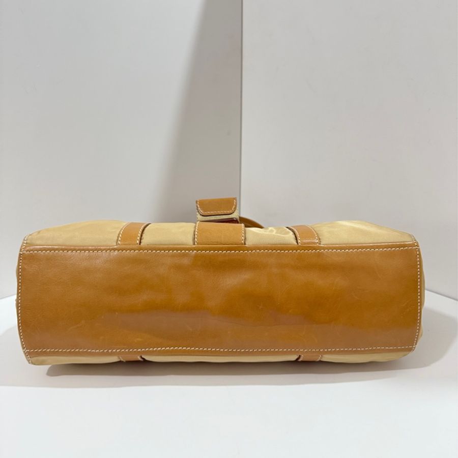 Prada beige tessuto buckle shoulder bag.-10