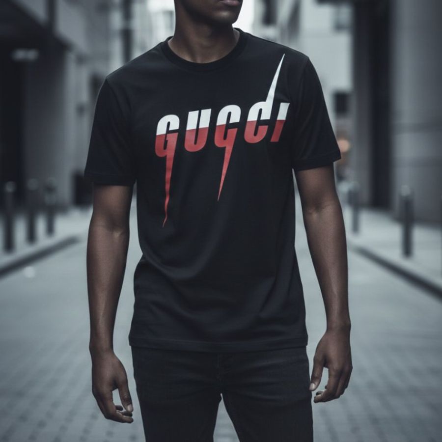 🔥 雙11全面開搶・全館折扣限時開啟!【GUCCI-古馳】徽標刀片印花設計T恤-0