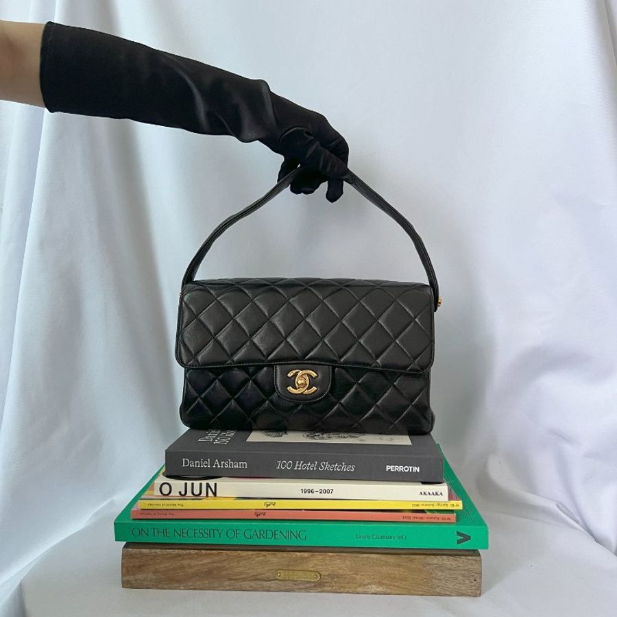 Chanel Vintage Double Classic Flap Bag 雙子星中古側背包-0
