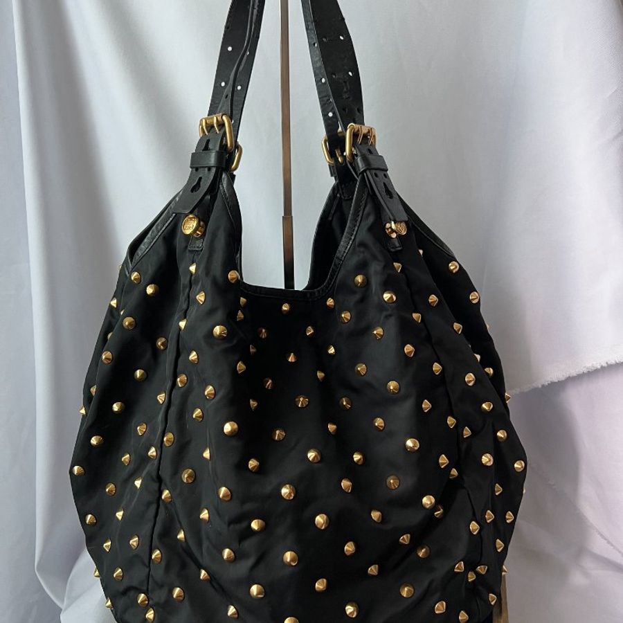 Givenchy Studded New Sacca 金色鉚釘側斜背包手提袋 日本中古二手-1
