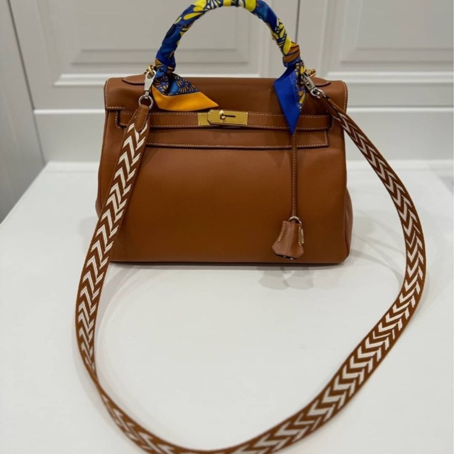 愛馬仕 Hermes Sangle Zigzag Bag Strap 金棕色 稀有款 編織 肩帶 背帶 斜背帶 肩背帶-4