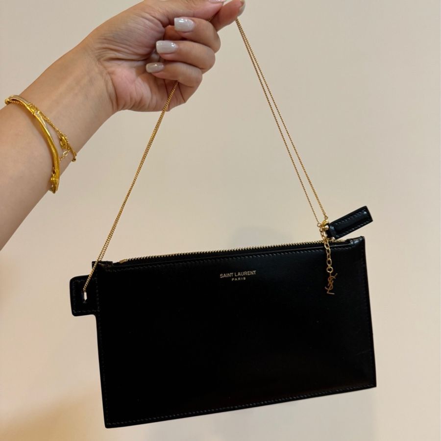 YSL 聖羅蘭 經典 黑色 手挽包 晚宴包 腋下包 手提包 肩背包 斜背包 側背包 皮夾 卡夾-2