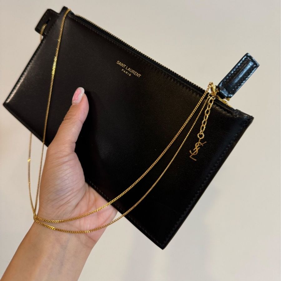 YSL 聖羅蘭 經典 黑色 手挽包 晚宴包 腋下包 手提包 肩背包 斜背包 側背包 皮夾 卡夾-3